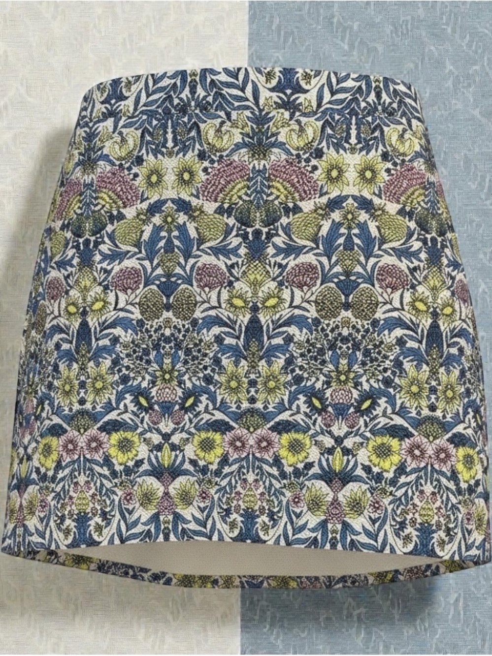H&M Blue & Yellow Floral A-line Mini Skirt Sz L